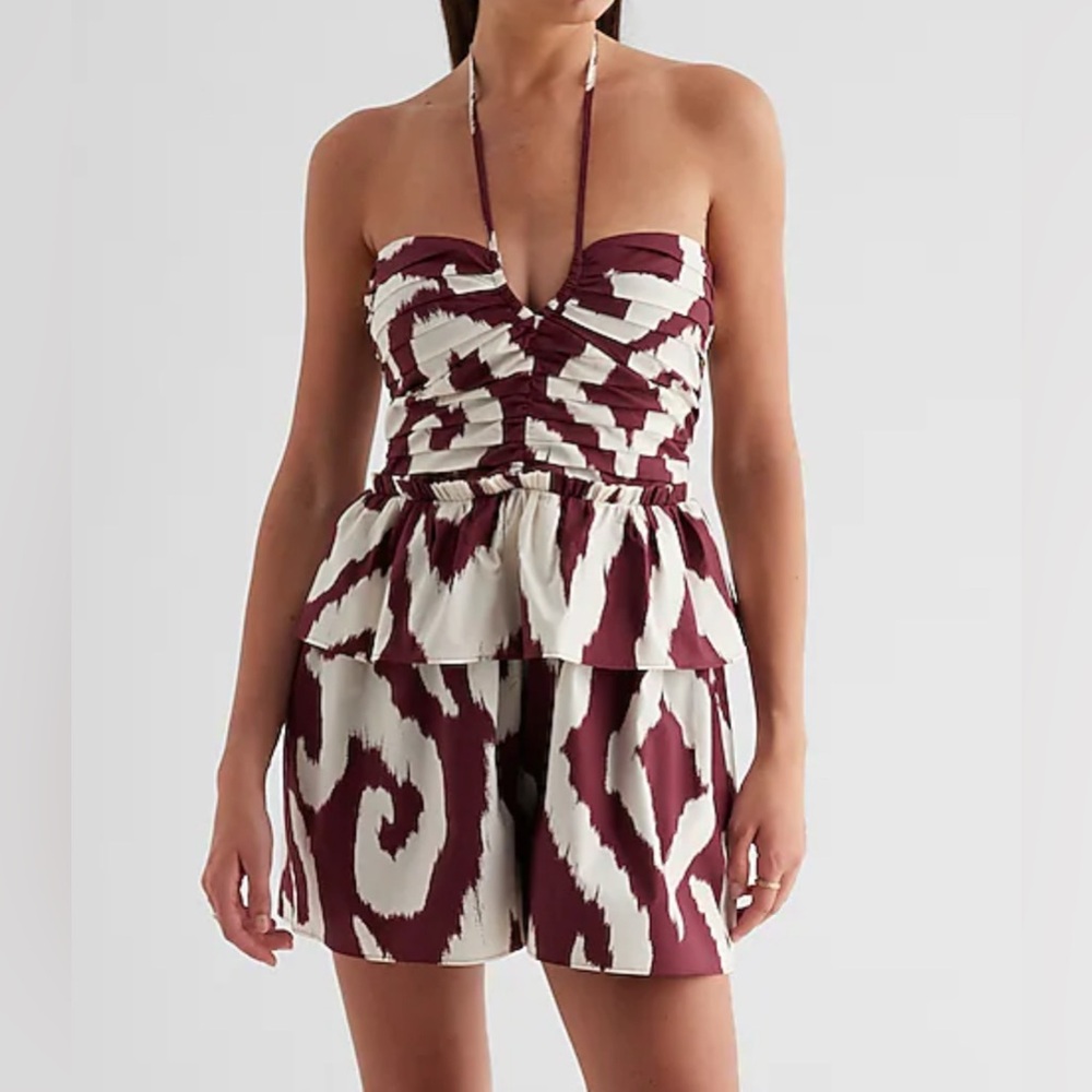 Stylish Burgundy and Cream Jumpsuit